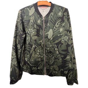 Old Navy Active Jacket | Black + Green Floral | Women's Medium